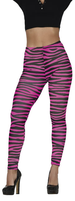 Legginsy Zebra Różowe Damskie