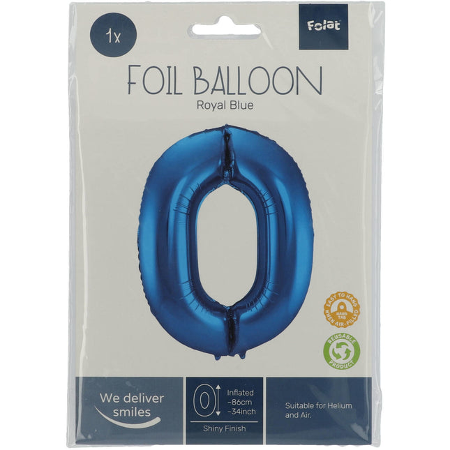 Balon foliowy Figura 0 Niebieski metaliczny XL 86 cm pusty