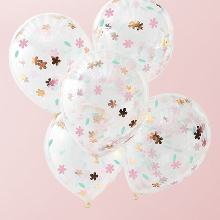 Balony konfetti Kwiaty 30cm 5szt