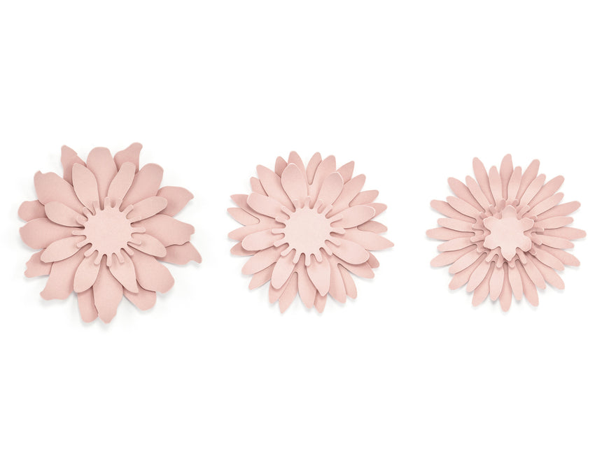 Papierowe kwiaty różowe pastelowe 3szt