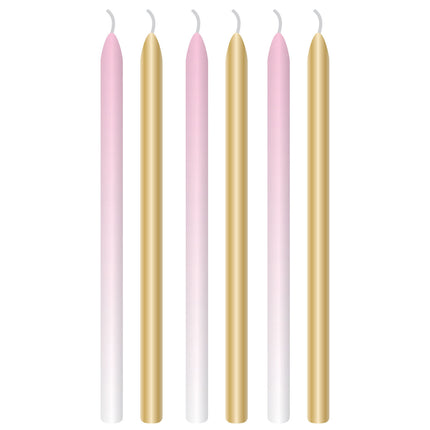 Świece Light Pink Gold 12cm 6szt