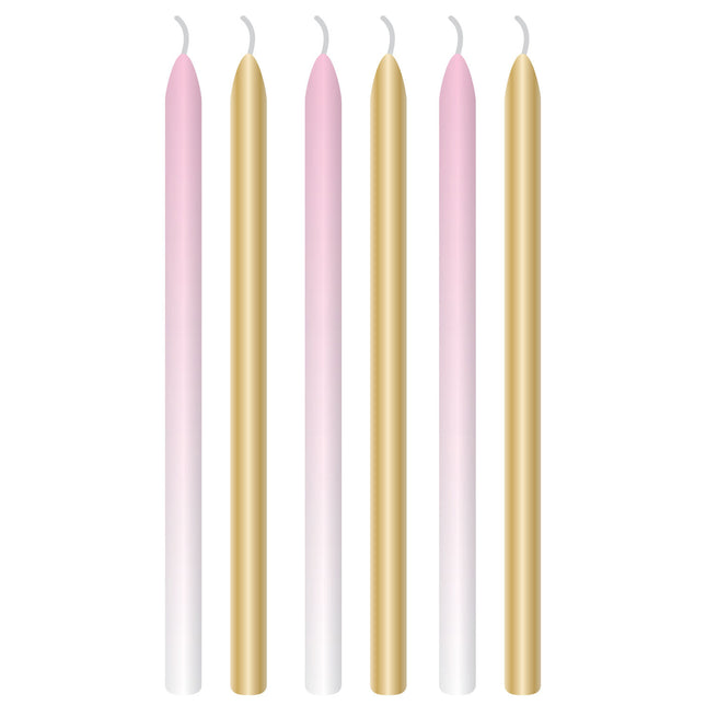 Świece Light Pink Gold 12cm 6szt