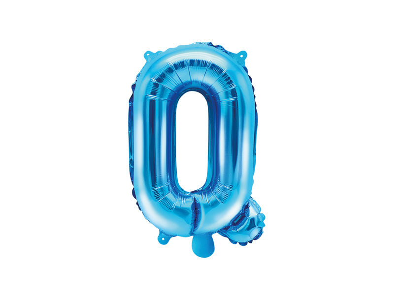 Balon foliowy litera Q niebieski pusty 35cm