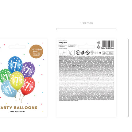 Balony 7 lat kolorowe metaliczne 30cm 6szt