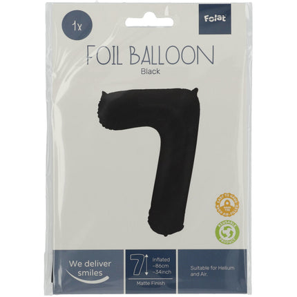 Balon foliowy Figura 7 Matt Black XL 86 cm pusty