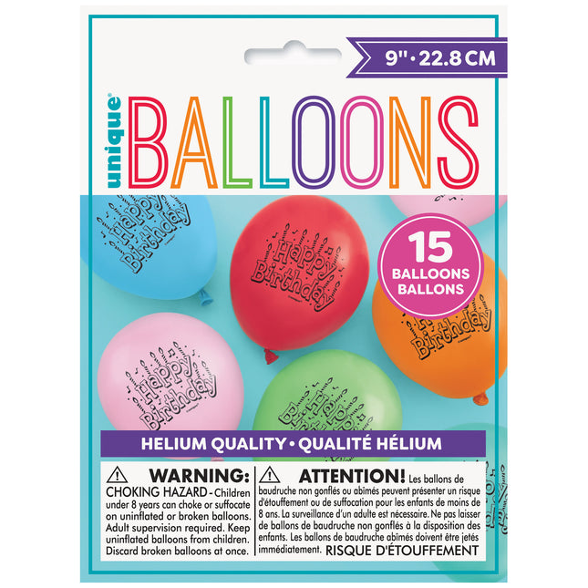 Balony urodzinowe niebieskie 23cm 15szt