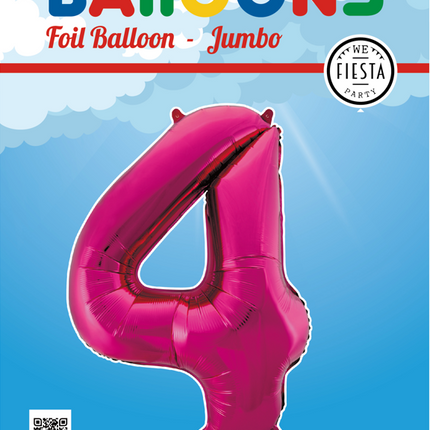 Balon foliowy Figurka 4 fuksja XL 86 cm pusty