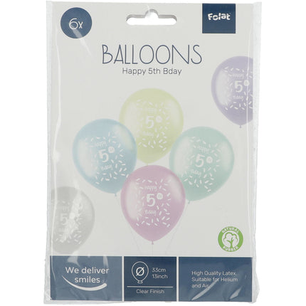 Balony Happy 5Th Bday 33cm 6szt