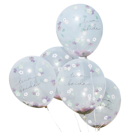 Balony konfetti Drużyna Panny Młodej Kwiaty 30cm 5szt.