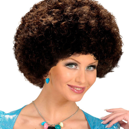 Brązowa peruka afro unisex