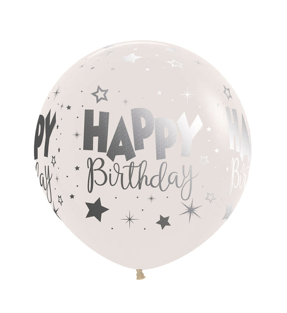 Balony Happy Birthday Fantasy Clear Metallic Ink 61cm 3szt