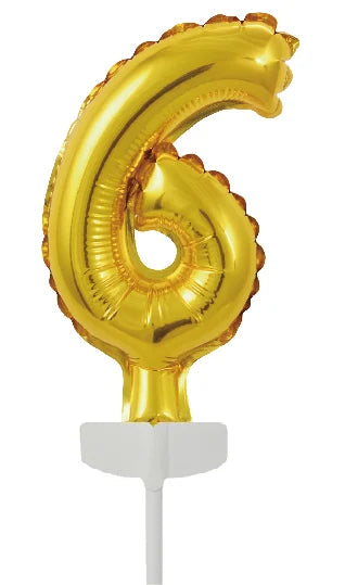 Złoty topper na tort 6 lat Balon foliowy 12,5 cm