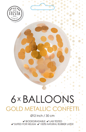 Balony konfetti złote 30cm 6szt