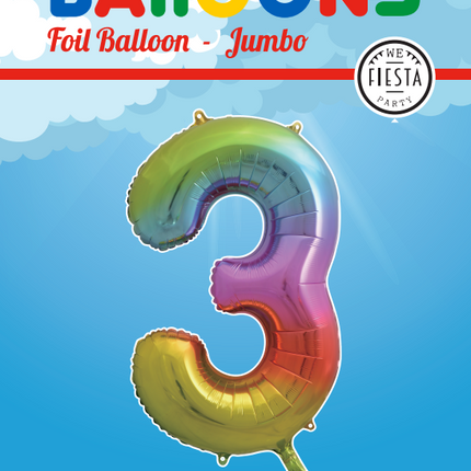 Balon foliowy Figurka 3 Rainbow XL 86cm pusty