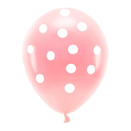 Balony różowe białe kropki 33cm 6szt