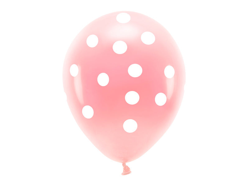 Balony różowe białe kropki 33cm 6szt