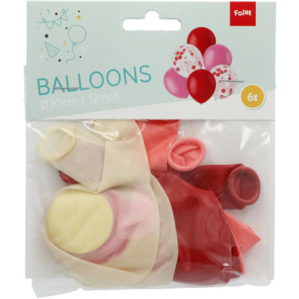 Balony mix czerwony i różowy 30 cm 6 szt.