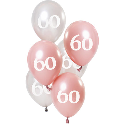 Balony 60 lat różowe 23cm 6szt