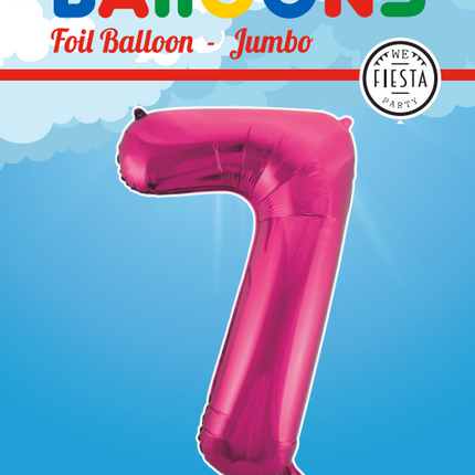 Balon foliowy Figura 7 fuksja XL 86 cm pusty