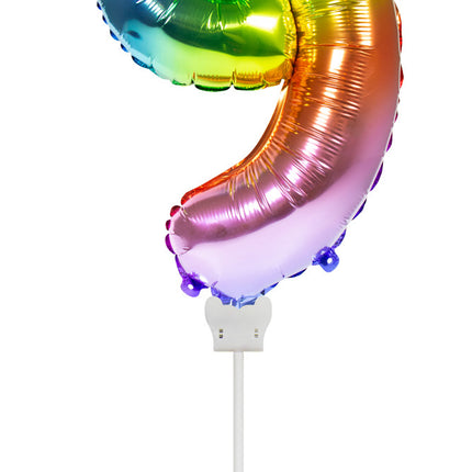 Balon foliowy Figurka 9 Rainbow 36 cm z patyczkiem