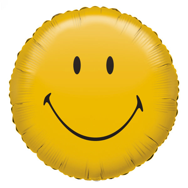 Żółty balon helowy Smiley pusty 43 cm