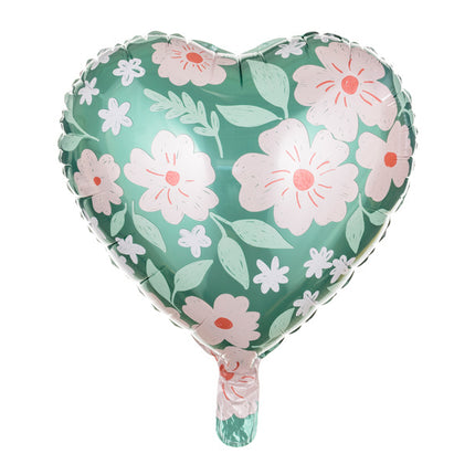 Balon helowy serce kwiaty pusty 45 cm