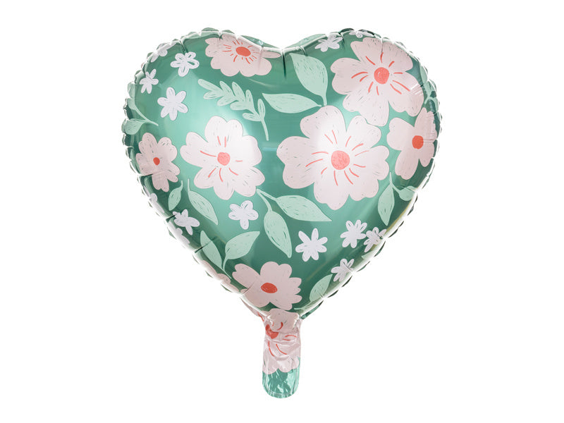 Balon helowy serce kwiaty pusty 45 cm