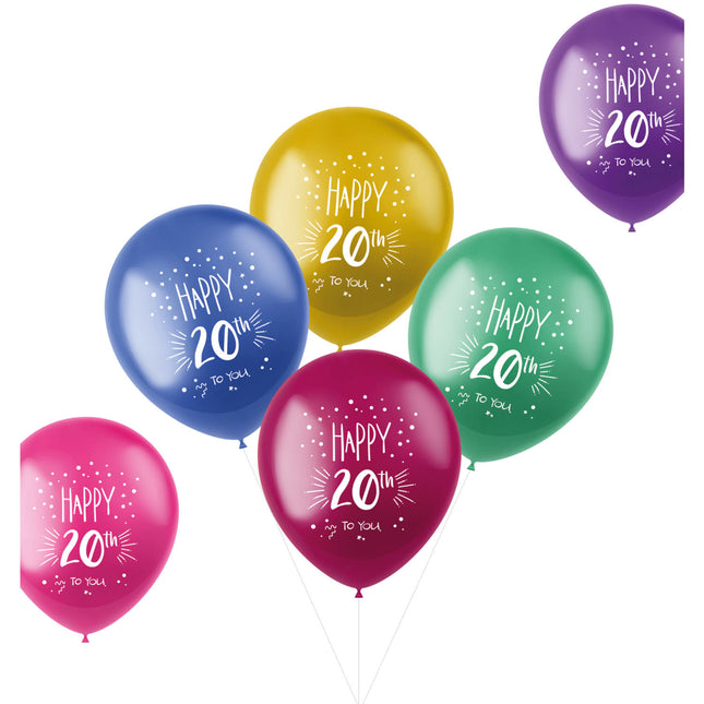 Balony 20 lat Szczęśliwej 20-tki 33cm 6szt