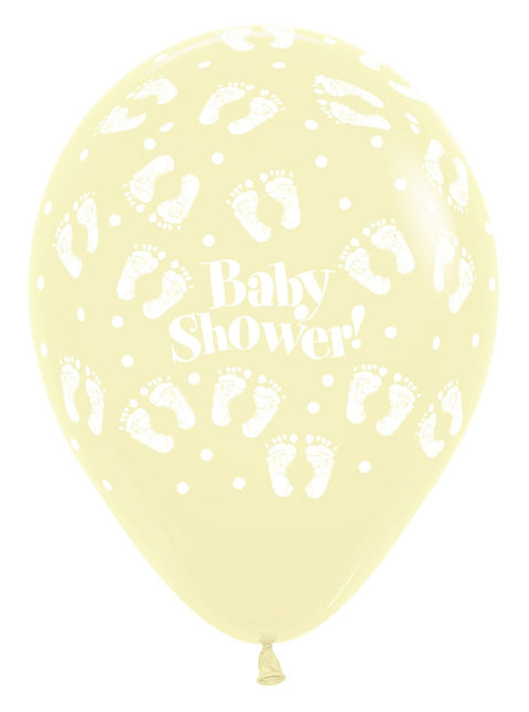 Balony Baby Shower Footprints Pastel Matte Mix 30cm 25szt