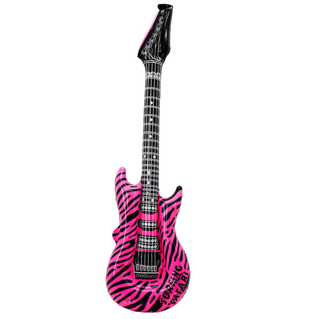 Fałszywa gitara Zebra różowa nadmuchiwana 1.05m