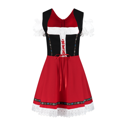 Oktoberfest Dirndl Dress Oktoberfest Black Red Ladies