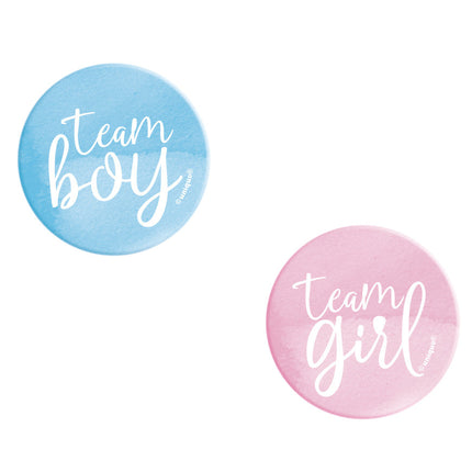 Przyciski ujawniające płeć Team Boy i Team Girl 3cm 10szt.