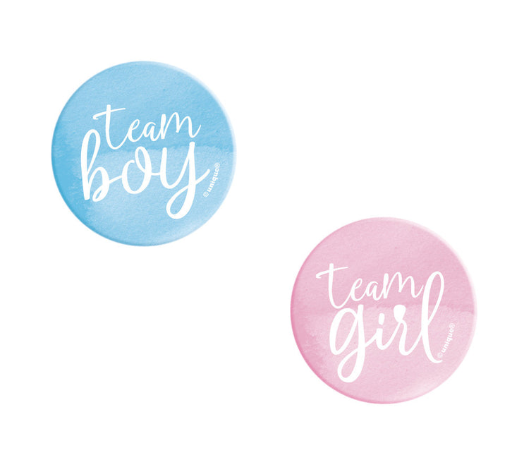 Przyciski ujawniające płeć Team Boy i Team Girl 3cm 10szt.