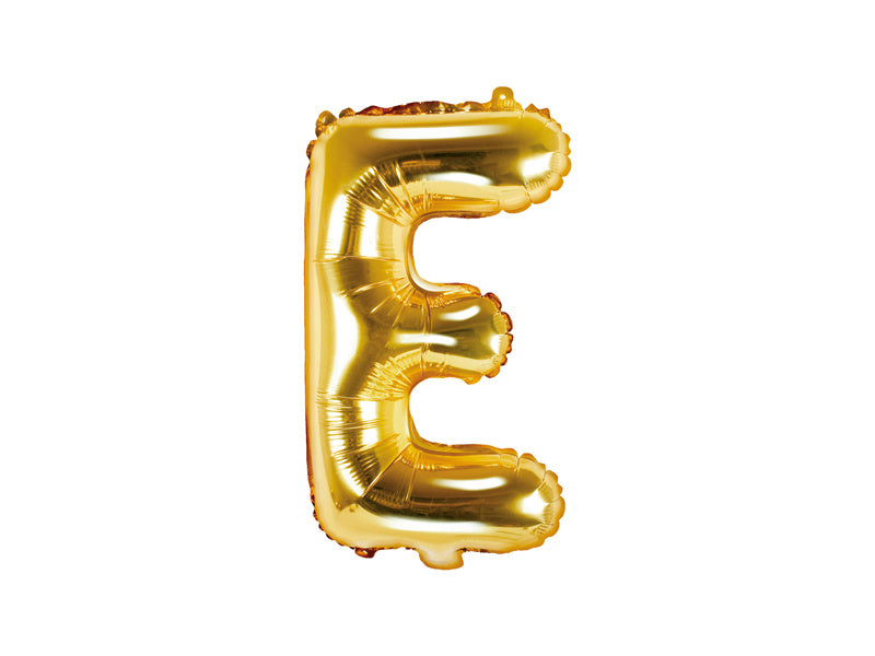 Balon foliowy litera E złoty pusty 35cm