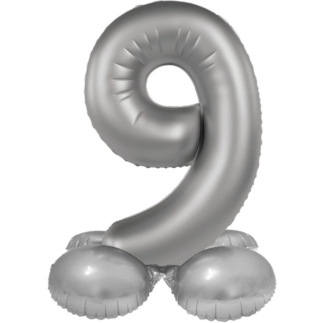 Balon z figurką 9 lat srebrny 72 cm