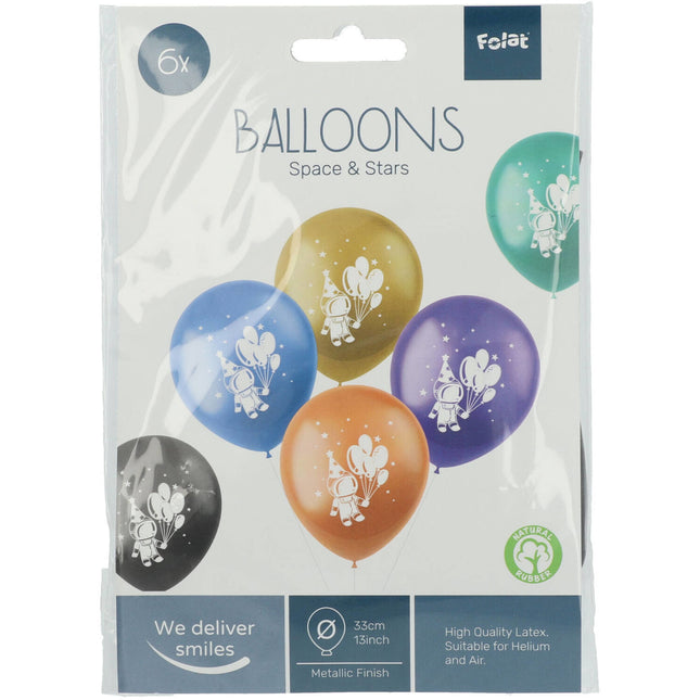 Balony kosmos i gwiazdy kolorowe 33cm 6szt