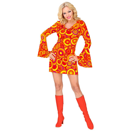 Disco 70S Dress Orange Ladies