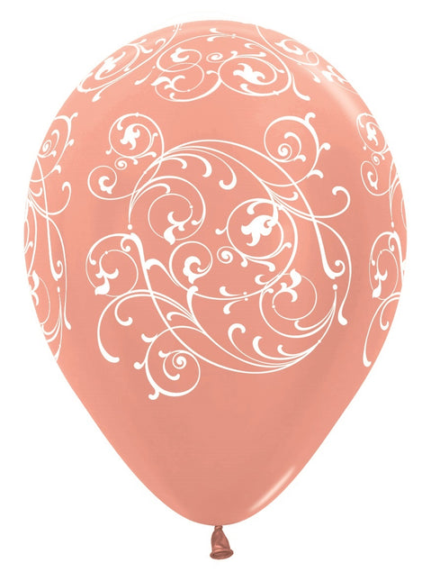 Balony Filigree Metallic Rose Gold 30cm 25szt