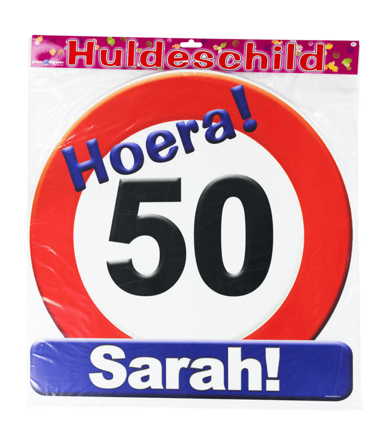 Znak na drzwi Sarah 50 lat Znak drogowy 50 cm
