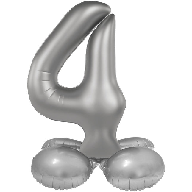 Balon z figurką na 4 lata srebrny 41 cm