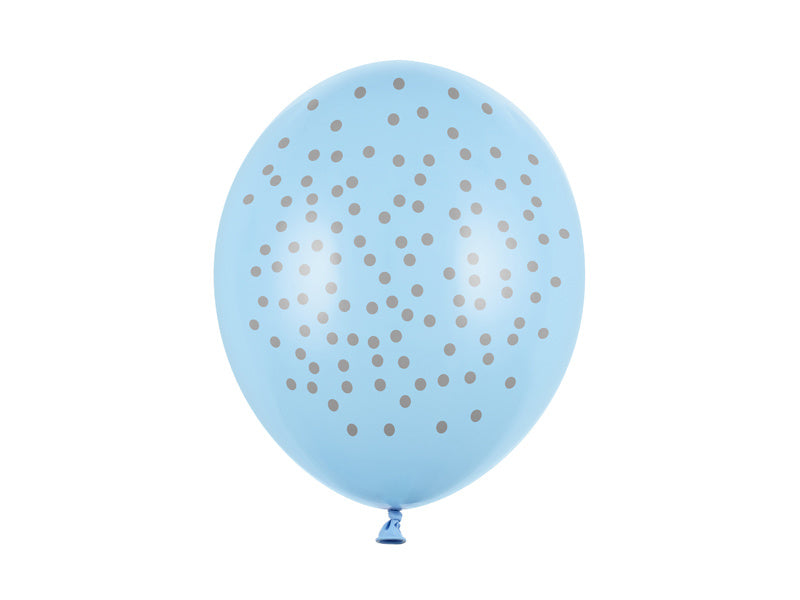 Balony niebieskie szare kropki 30cm 6szt