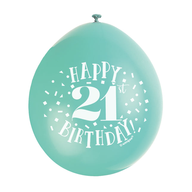 Balony Happy Birthday 21 lat 28cm 10szt