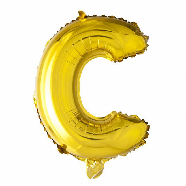 Balon foliowy litera C złoty 41 cm ze słomką