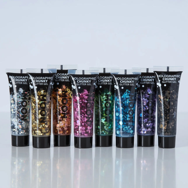 Moon Glitter Holographic Chunky Glitter Gel Black 12ml