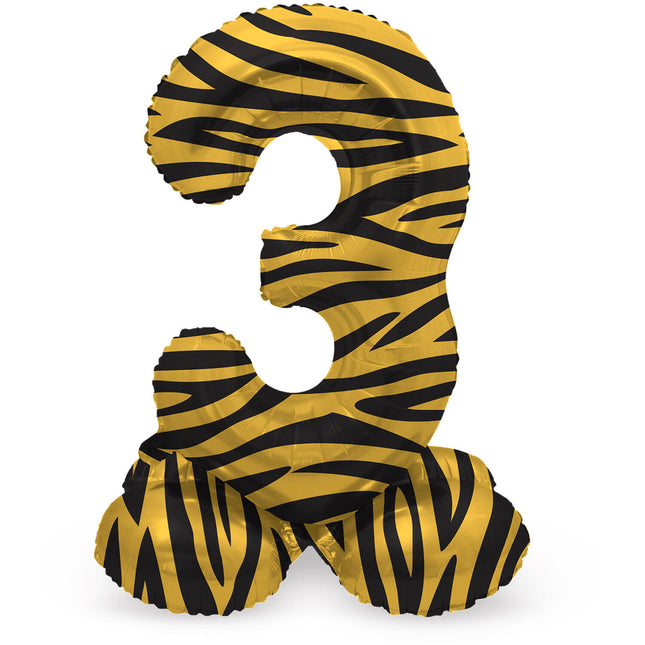 Balon cyfra 3 lata Tygrys ze standardowym pustym 72 cm