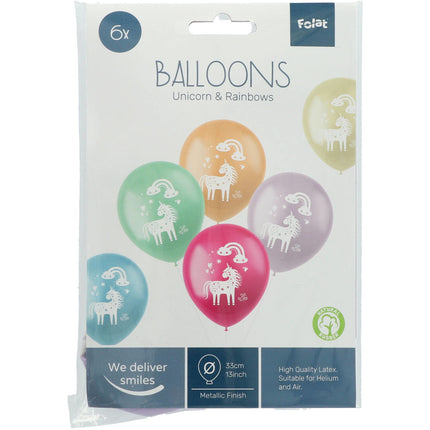 Balony Jednorożec i Tęcza 33cm 6szt.