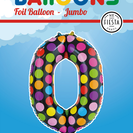 Balon foliowy Numer 0 Kropki XL 86 cm pusty