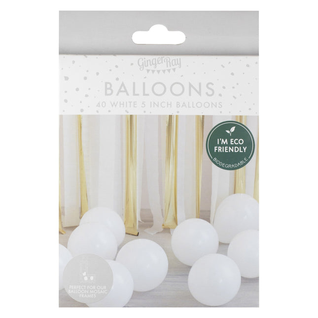 Balony białe 13cm 40szt