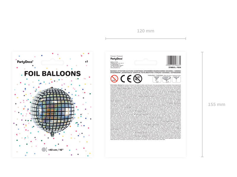 Balon helowy Discoball pusty 40 cm