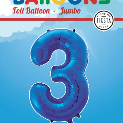 Balon foliowy Figurka 3 Niebieski XL 86cm pusty